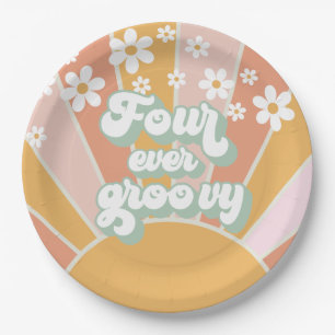 Plato De Papel Retro Sunshine Four Ever Groovy Daisy