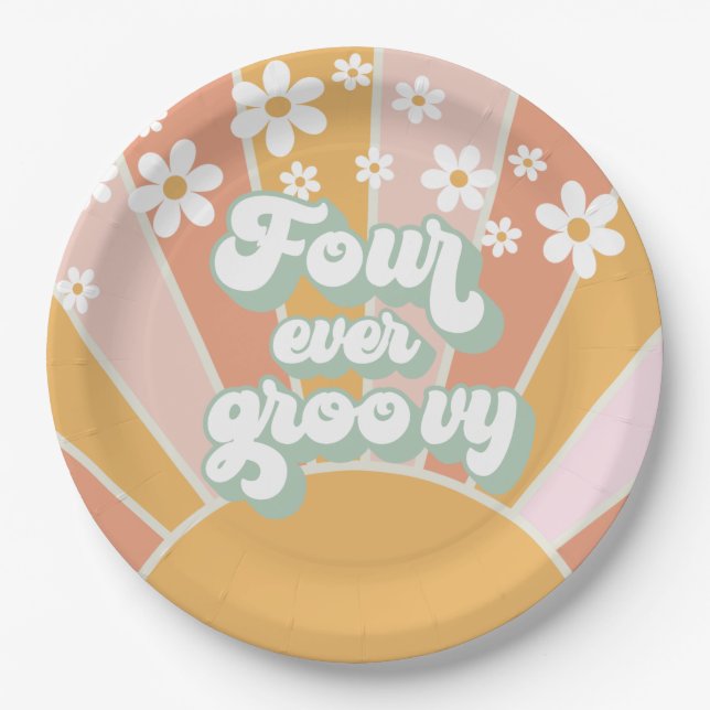 Plato De Papel Retro Sunshine Four Ever Groovy Daisy (Anverso)