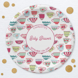 Plato De Papel Retro Tea Fiesta Baby Shower