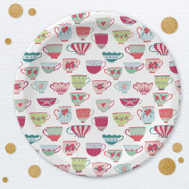 Plato De Papel Retro Tea Fiesta Pastel