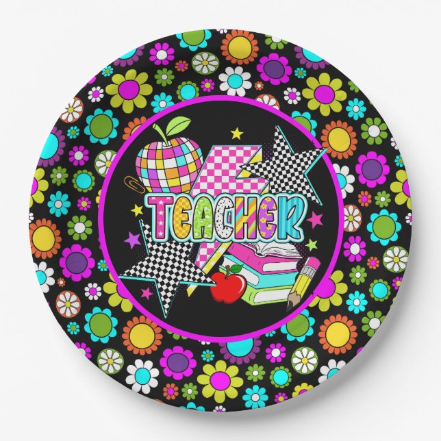 Plato De Papel Retro Teacher  Paper Plate (Anverso)