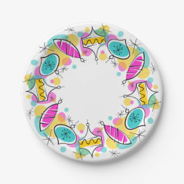 Plato De Papel Retro Tree Baubles Planchas de papel Circle