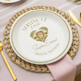 Plato De Papel Retro Tropical Palm Tree Pickleball Brillante Duch