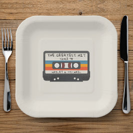 Plato De Papel Retro Vintage El Mayor Boda De Cassette Golpeado