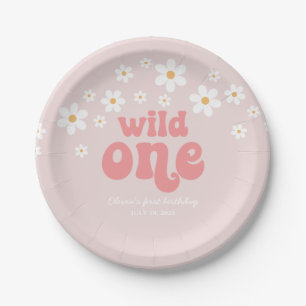 Plato De Papel Retro wild one margarita boho floral primer cumple