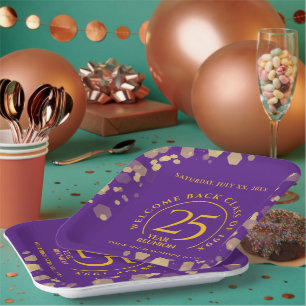 Plato De Papel Reunión de la Escuela Purple & Gold