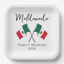 Plato De Papel Reunión de la familia Bandera de México