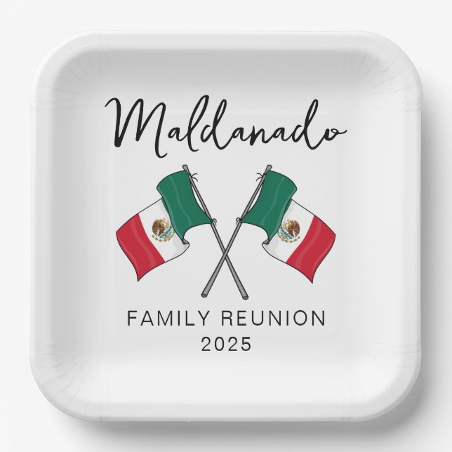 Plato De Papel Reunión de la familia Bandera de México (Anverso)