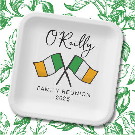 Plato De Papel Reunión de la familia de bandera de Irlanda