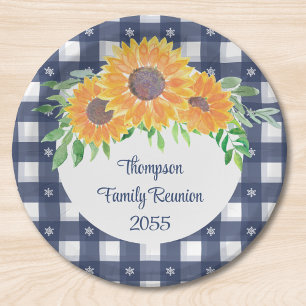 Plato De Papel Reunión de la familia del girasol personalizado