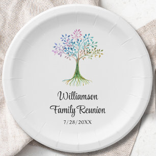 Plato De Papel Reunión Familiar Árbol Genealógico Personalizado