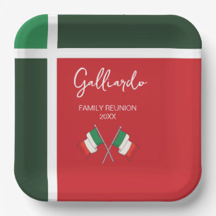 Plato De Papel Reunión familiar italiana moderna verde rojo blanc