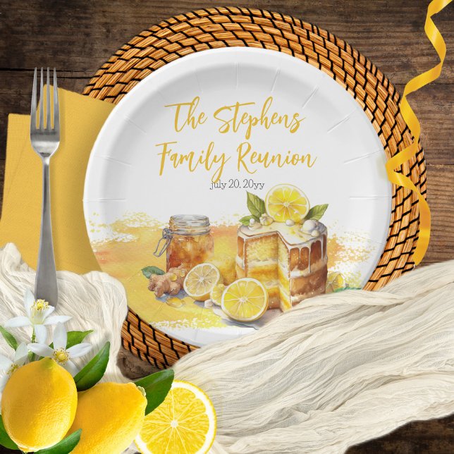 Plato De Papel Reunión familiar lúcida del té de jengibre de limó (Subido por el creador)