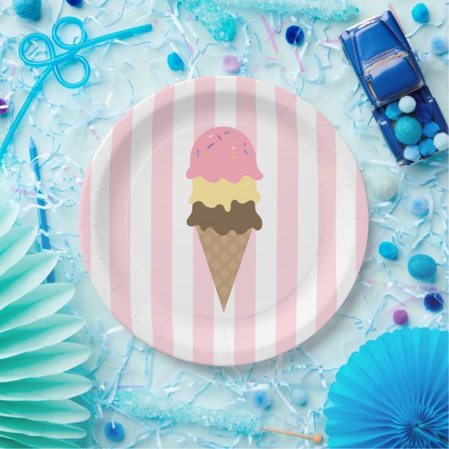 Plato De Papel Reunión para tomar helado de triple cucharada con  (Fiesta)