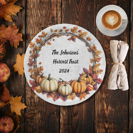 Plato De Papel Reunión Rustica de Acción de Gracias