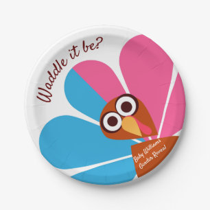 Plato De Papel Revelación de género de Acción de Gracias