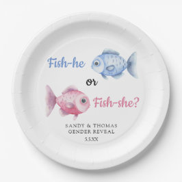 Plato De Papel Revelación de género de acuarela de pesca