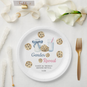 Plato De Papel Revelación de género de acuarela y leche con cocin