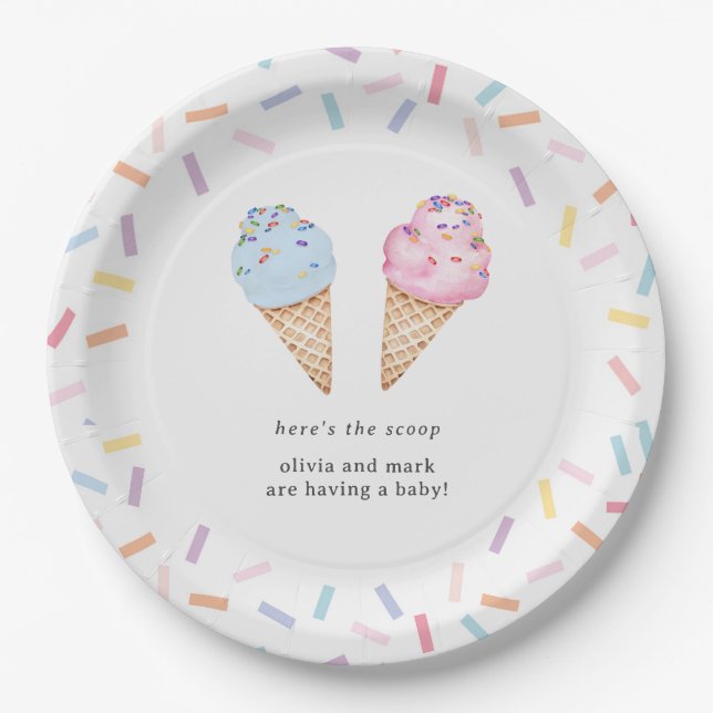 Plato De Papel Revelación de género de helados (Anverso)