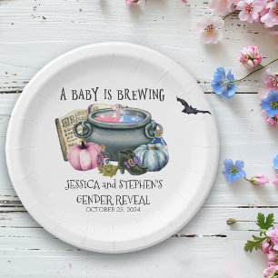 Plato De Papel Revelación de género de la bruja de la bebé de Hal