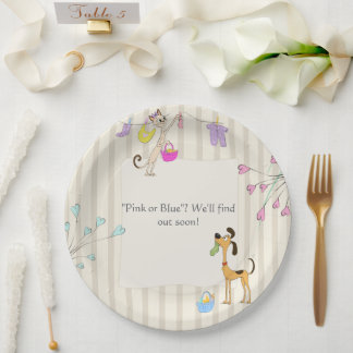 Plato De Papel Revelación de género de perro y gato