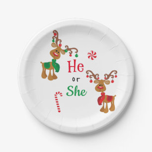 Plato De Papel Revelación de género de vacaciones de Navidad Reno