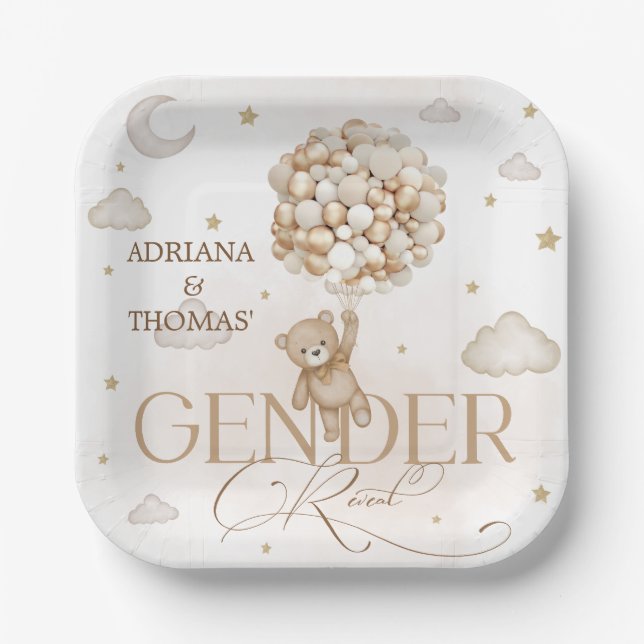 Plato De Papel Revelación de género neutro de Bear Brown (Anverso)