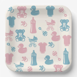 Plato De Papel Revelación de género rosa y azul