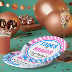 Plato De Papel Revelación de sexo del bebé - Desvanes o trenzas