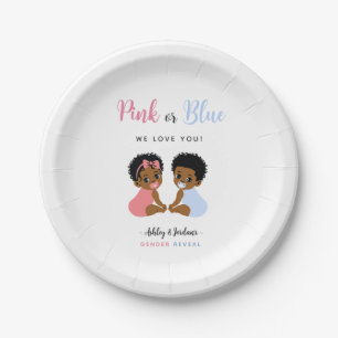 Plato De Papel Revelación del sexo del bebé afroamericano rosa o 