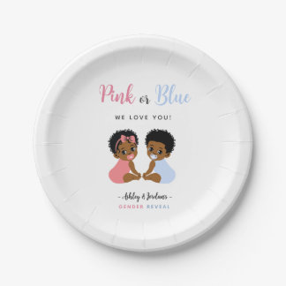 Plato De Papel Revelación del sexo del bebé afroamericano rosa o