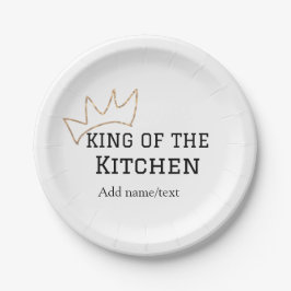 Plato De Papel Rey de la cocina cocinero añadir nombre corona ha