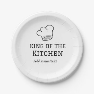 Plato De Papel Rey de la cocina cocinero añadir nombre corona ha