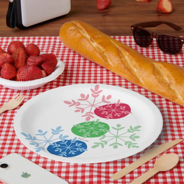 Plato De Papel RGB Snowflakes (Picnic)