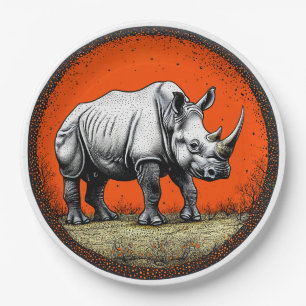 Plato De Papel Rhinoceros