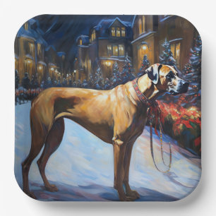 Plato De Papel Rhodesian Ridgeback Temporada Navideña Festiva