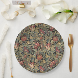 Plato De Papel Rich Floral Tapestry Brocade Antiguo Clásico