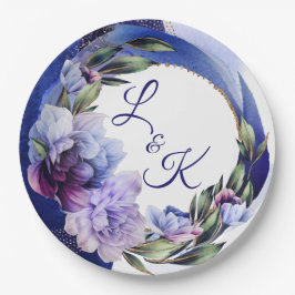 Plato De Papel Rich Purple and Blue Peony Fancy