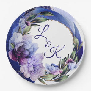 Plato De Papel Rich Purple and Blue Peony Fancy