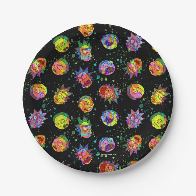 Plato De Papel RICK AND MORTY™ | Patrón De Swirl Psicodélico (Anverso)