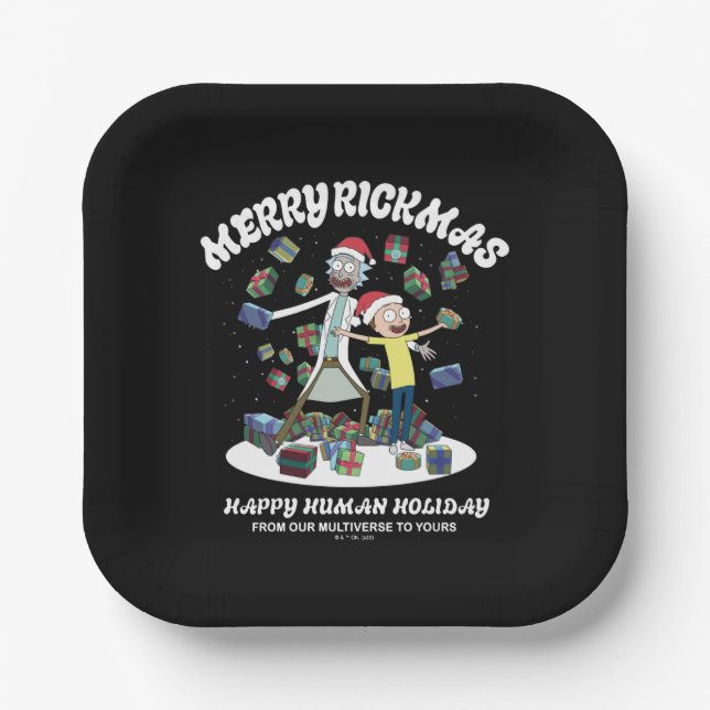 Plato De Papel Rick y Morty | Merry Rickmas Presents (Anverso)