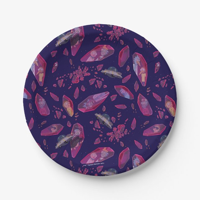 Plato De Papel Rick y Morty Time Crystal Pattern (Anverso)