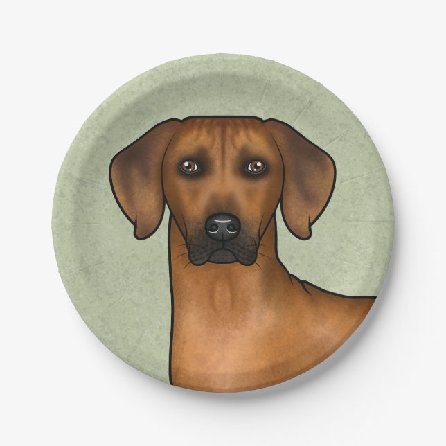Plato De Papel Ridgeback Rhodesia Cabeza de Perro Africano Verde (Anverso)