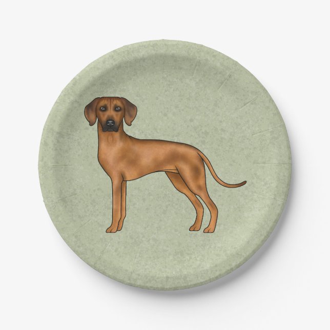 Plato De Papel Ridgeback Rodesia Raza de Perro León Africano Verd (Anverso)