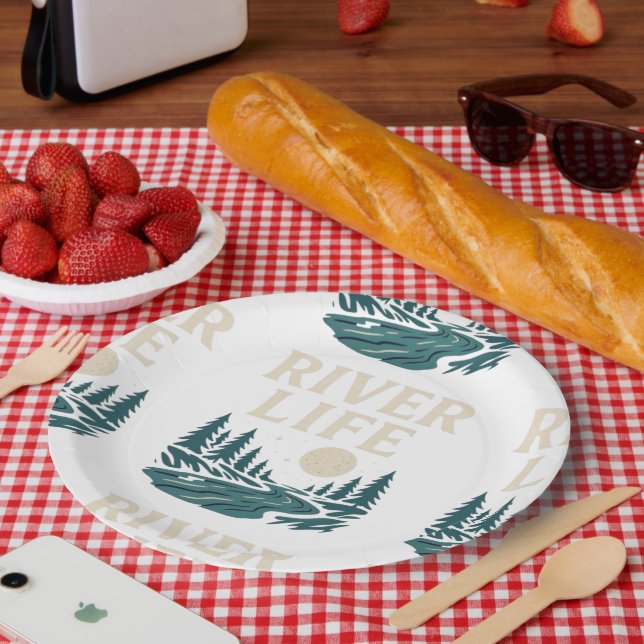Plato De Papel Río es placas de papel de vida - Fiesta inspirado  (Picnic)