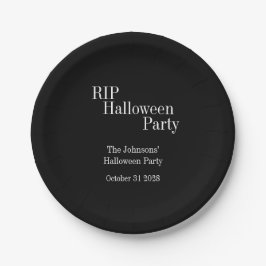 Plato De Papel RIP Halloween Black and White Party