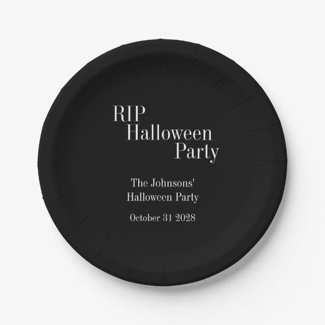 Plato De Papel RIP Halloween Black and White Party (Anverso)