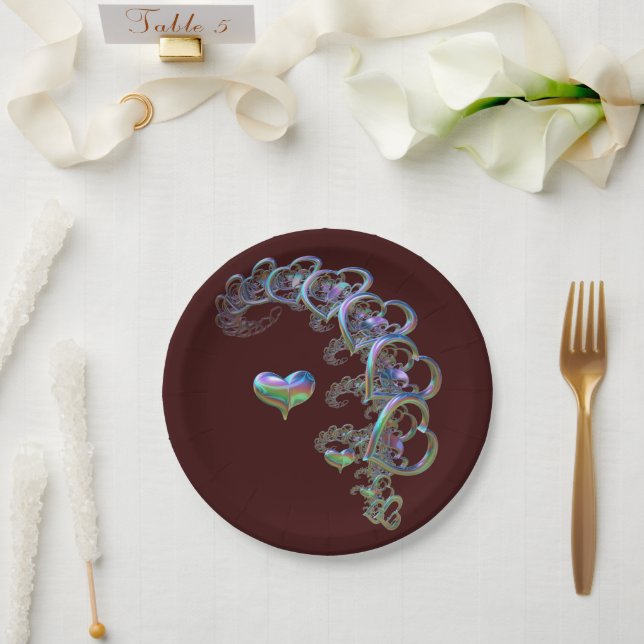Plato De Papel Ritmo del corazón (Boda)
