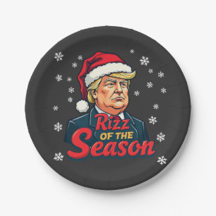 Plato De Papel Rizz de la Temporada Divertido Trump Navidad Santa