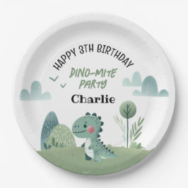Plato De Papel Roarsome Dino Birthday 